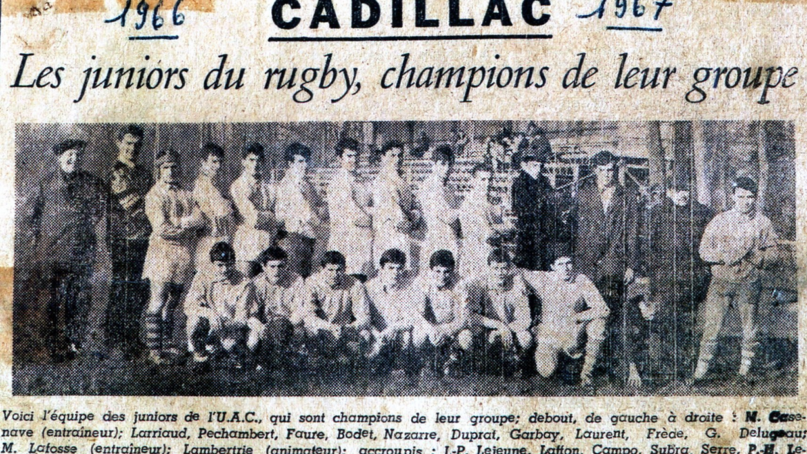 EQUIPE JUNIOR UA CADILLAC RUGBY CHAMPION DE LEUR GROUPE 1966 1967