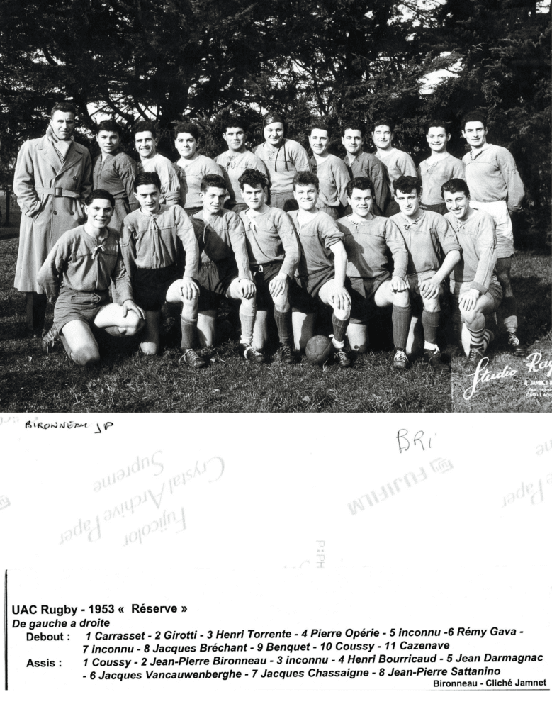 EQUIPE RESERVE UA CADILLAC RUGBY 1953